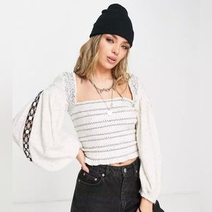 Free people Maggie embroidered long sleeve top sz large
